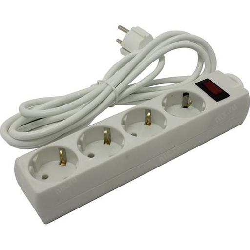 Exegate EX279400RUS Удлинитель ExeGate EC-4-3W (4 розетки, 3м, евровилка, белый) фото 1