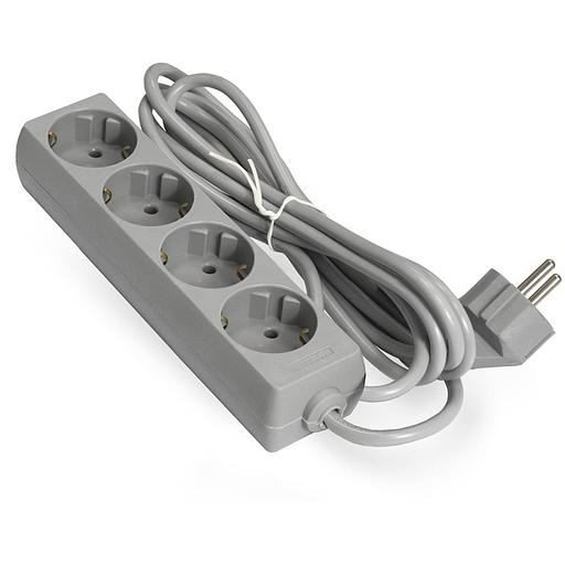 Exegate EX285817RUS Удлинитель ExeGate ECE-4-5G (4 евророзетки с заземлением, 5м, серый) фото 1