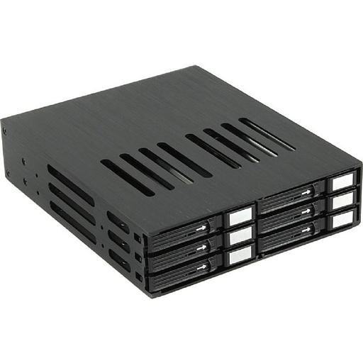 Procase L2-106-SATA3-BK {Корзина L2-106SATA3 6 SATA3/SAS, черный, с замком, hotswap mobie rack module for 2,5" slim HDD(1x5,25) 2xFAN 40x15mm} фото 1