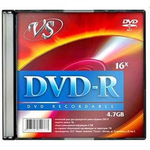 Диски VS DVD-R 4.7Gb, 16x, Slim Case 5шт. фото 1