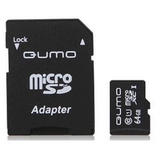 Micro SecureDigital 64Gb QUMO QM64GMICSDXC10U1 {MicroSDXC Class 10 UHS-I, SD adapter} фото 1