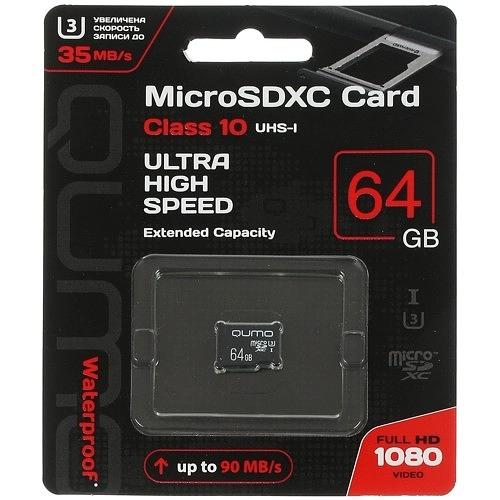 Micro SecureDigital 64Gb QUMO QM64GMICSDXC10U3NA {MicroSDXC Class 10 UHS-I} фото 1