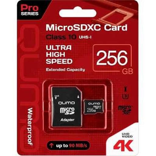 Micro SecureDigital 256Gb QUMO QM256GMICSDXC10U3 {MicroSDXC Class 10 UHS-I, SD adapter} фото 1