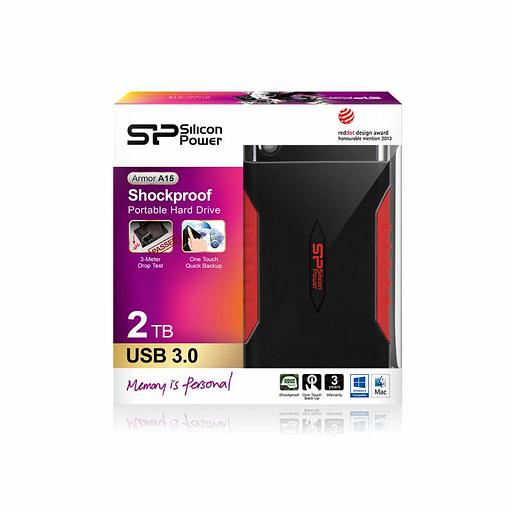 Silicon Power Portable HDD 1TB Silicon Power Armor A15, 2.5", USB 3.1, Черный/Красный фото 2