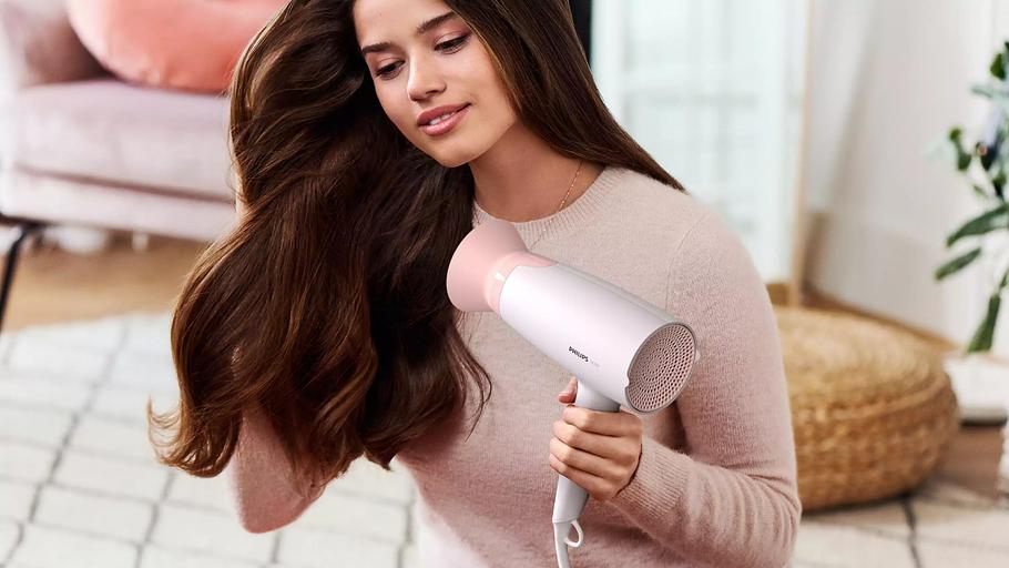 PHILIPS BHD300/00 Фен,1600 Вт, 3 режима, насадка ThermoProtect, концентратор, шнур 1,8 м. Цвет: белый с розовым. фото 4