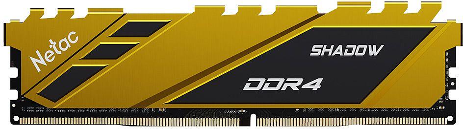 Память DIMM DDR4 16Gb PC21300 2666MHz CL19 Netac Shadow yellow с радиатором (NTSDD4P26SP-16Y) фото 1