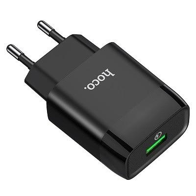 HOCO HC-32507 C72Q/ Сетевое ЗУ/ QC 3.0/ 1 USB/ Выход: 5V_9V_12V, 18W/ Black фото 1