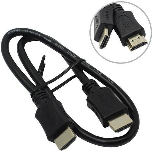 Wize C-HM-HM-0.5M Кабель HDMI,0.5 м, v.2.0, 19M/19M, позол.разъемы, экран, черный, пакет фото 1
