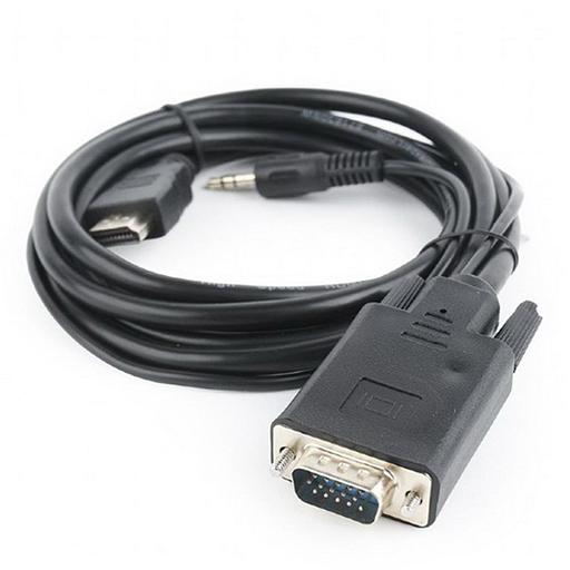 Cablexpert Кабель HDMI-VGA 19M/15M + 3.5Jack, 5м, черный, позол.разъемы, пакет (A-HDMI-VGA-03-5M) фото 2