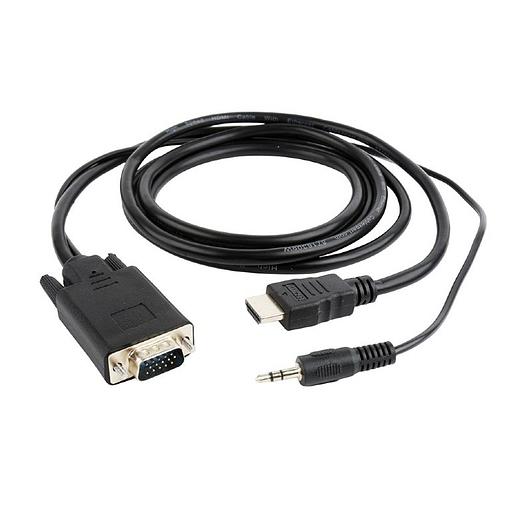 Cablexpert Кабель HDMI-VGA 19M/15M + 3.5Jack, 10м, черный, позол.разъемы, пакет (A-HDMI-VGA-03-10M) фото 1