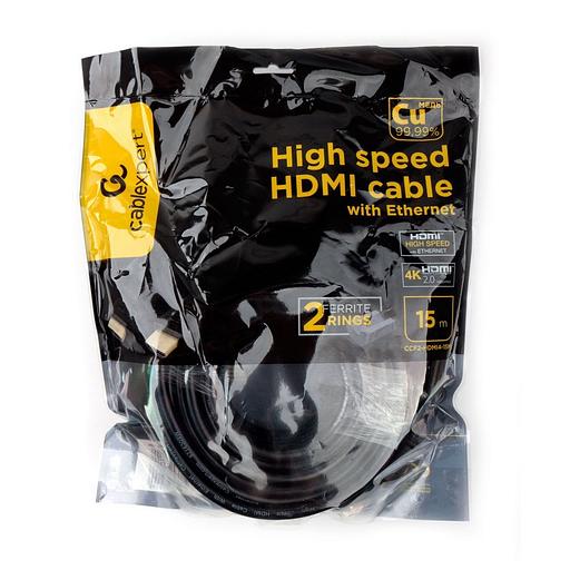 Cablexpert CCF2-HDMI4-15M, 15м, v1.4, 19M/19M, черный, позол.разъемы, экран, 2 ферр кольца, пакет фото 2