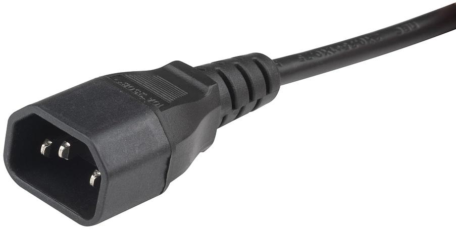 Hyperline PWC-IEC13A-IEC14-1.8-BK Кабель питания монитор-компьютер IEC 320 C13 (угловая) - IEC 320 C14 (3x0.75), 10A, прямая вилка, 1.8м, цвет черный фото 3