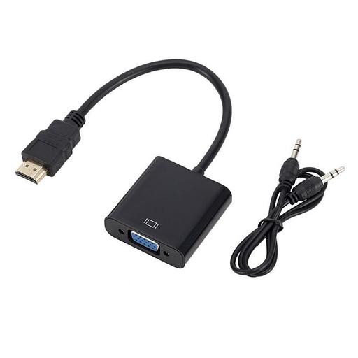 Bion Переходник с кабелем HDMI - VGA+Audio, 19M/15F + miniJack 3.5mm, длина кабеля 15см, черный [BXP-A-HDMI-VGA-03] фото 1