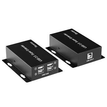 ORIENT VE02U4P, USB2.0 extender, удлинитель до 50 м по витой паре Cat6/6е, USB2.0 хаб 4 порта, питание от внешнего БП (31322) фото 1