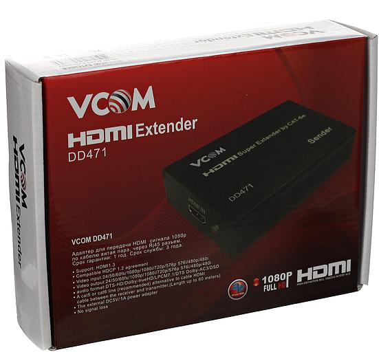 VCOM DD471 Удлинитель HDMI по витой паре до 60м extender VCOM +2б.п. фото 3