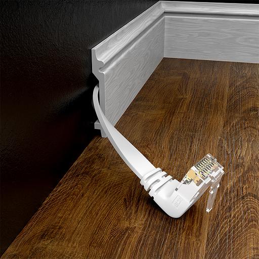 GCR Патч-корд PROF плоский 3.0m, UTP медь кат.6, белый, нижний угол, ethernet high speed 10 Гбит/с, RJ45, T568B Greenconnect GCR-54656 фото 4