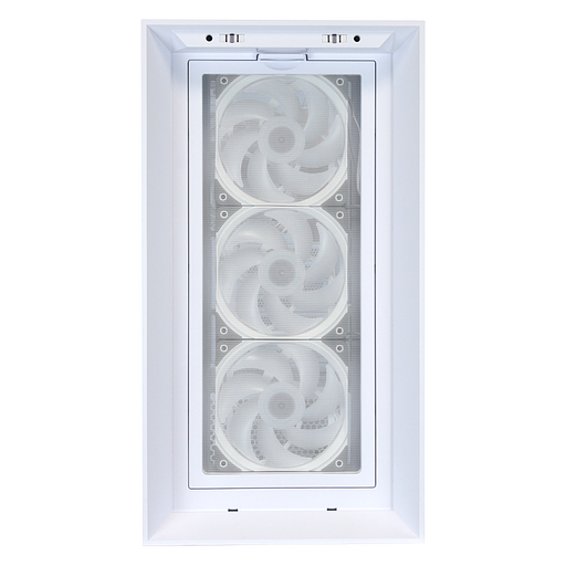 "Lagrange" ATX, White, FANS: 120mm ARGB: 3 Top + 1 Rear + HUB. Drive bay int: 3x3,5" + 3x2,5". 2xUSB3.0+1xUSB-C, Audio I/O, Up to 14x120mm Fans, GPU up to 425mm, PSU max 270mm, CPU cooler up to 190mm, SPCC 1,0mm metal, 4mm TG side panel фото 7