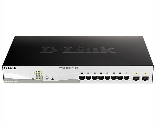 Коммутатор D-Link PROJ Smart L2 Switch 8х1000Base-T PoE, 2х1000Base-X SFP, PoE Budget 130W, Compact CLI (DGS-1210-10MP/F3A) фото 1
