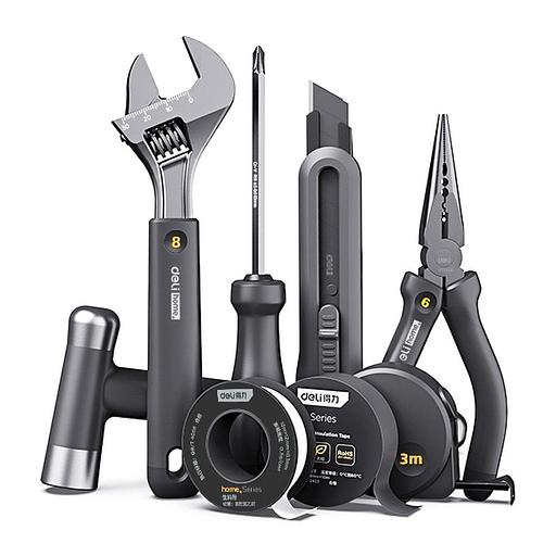 Набор ручного инструмента "Home Series Black" Deli HT0008 8 предметов фото 1