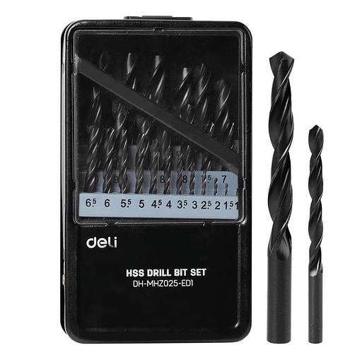 Набор сверл по металлу HSS (1-13мм, 25 шт) Deli DH-MHZ025-ED1 металлический кейс фото 5