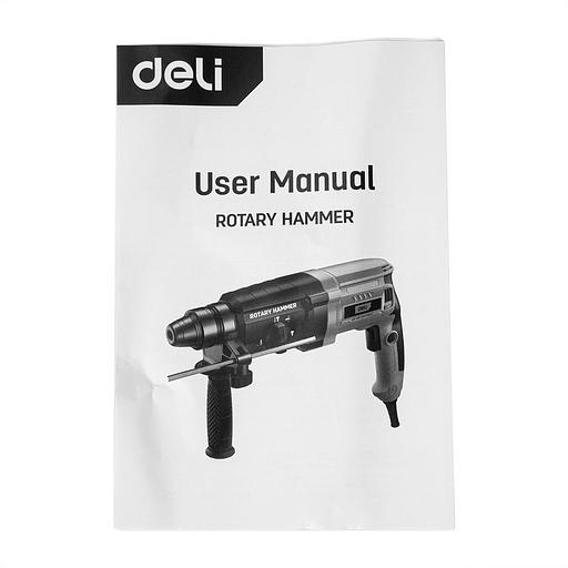 Перфоратор Deli DL-DC26-E1 (800Вт, 3Дж, 5500уд/мин, 1150об/мин, кейс, в комплекте 3 бура,пика, долото) фото 4