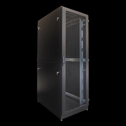 Шкаф Шкаф серверный напольный 42U (800 1200) дверь перфорированная, задние двойные перфорированные, цвет черный (ШТК-М-42.8.12-48АА-9005) фото 1