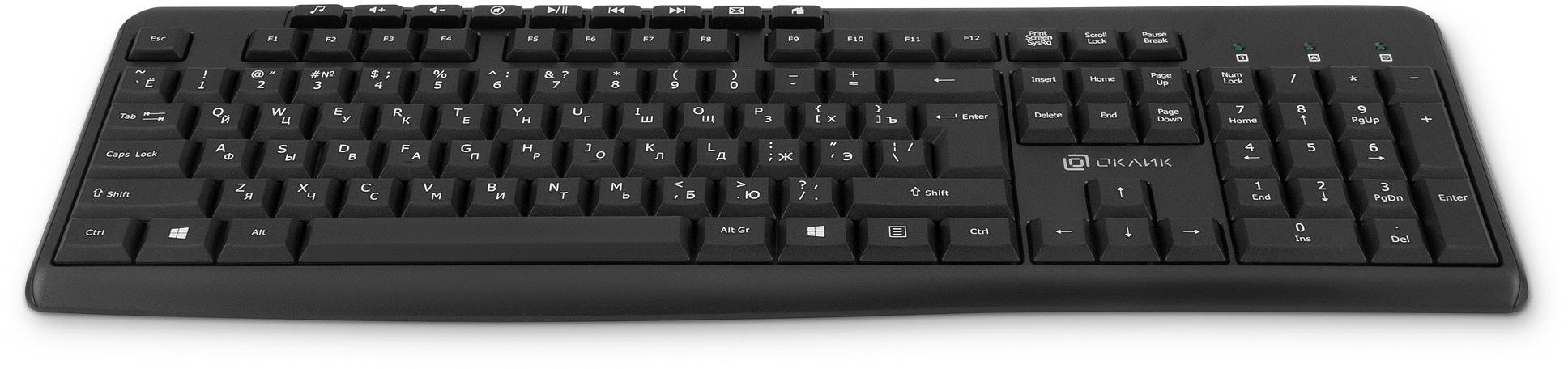 Клавиатура Оклик K225W черный USB беспроводная Multimedia [1875232] фото 3