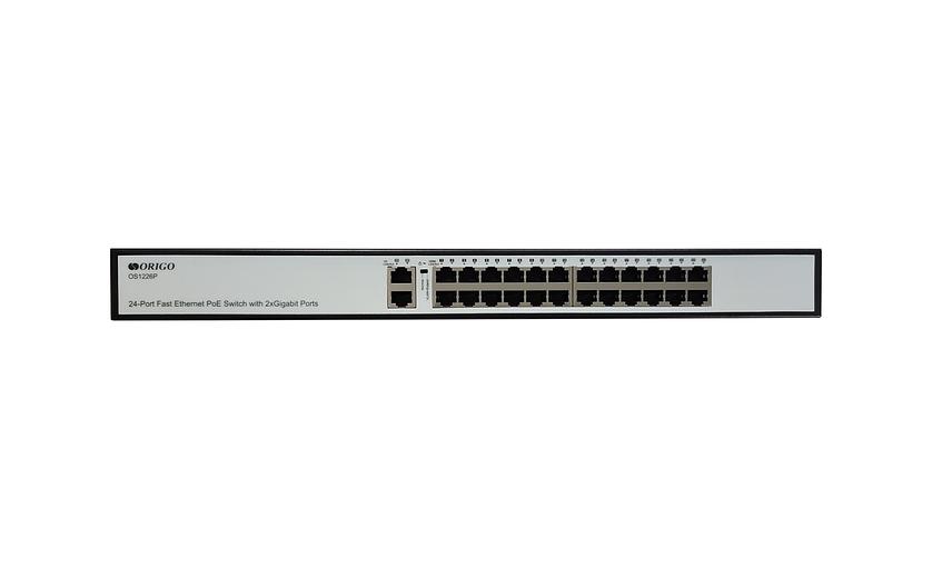 ORIGO OS1226P/285W/A1A Неуправляемый PoE-коммутатор 24x100Base-TX PoE+, 2x1000Base-T, PoE-бюджет 285 Вт, корпус металл фото 2