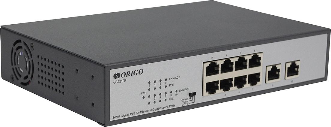 ORIGO OS2210P/120W/A1A Неуправляемый PoE-коммутатор 8x1000Base-T PoE+, 2x1000Base-T, PoE-бюджет 120 Вт фото 2