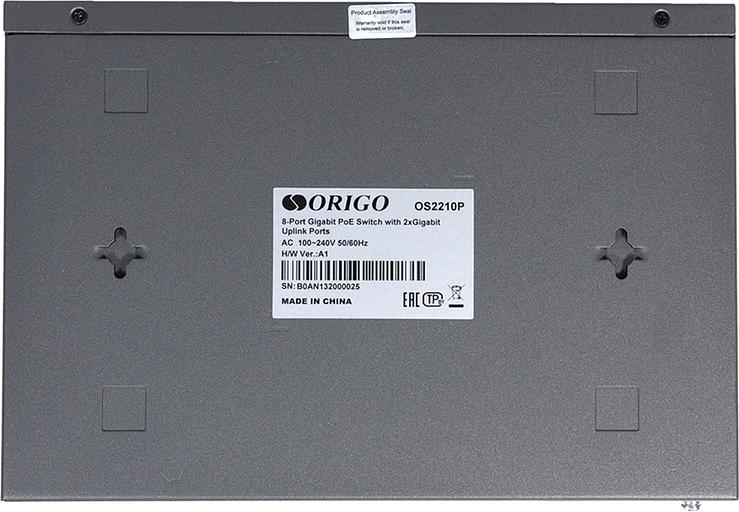ORIGO OS2210P/120W/A1A Неуправляемый PoE-коммутатор 8x1000Base-T PoE+, 2x1000Base-T, PoE-бюджет 120 Вт фото 3