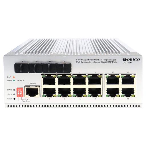 ORIGO OI3112P/185W/A1A Промышленный управляемый L2 PoE-коммутатор 8x1000Base-T PoE+, 4xCombo 1000Base-T/SFP, PoE-бюджет 185 Вт фото 1