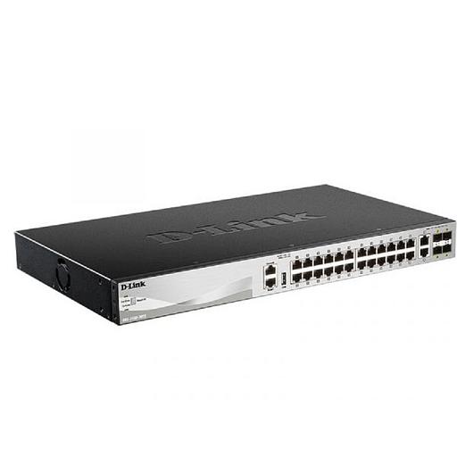 D-Link DGS-3130-30TS/B1A PROJ Управляемый L3 стекируемый коммутатор с 24 портами 10/100/1000Base-T, 2 портами 10GBase-T и 4 портами 10GBase-X SFP+ фото 1