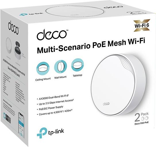 TP-Link Deco X50-PoE(2-pack) AX3000 Mesh-система Wi-Fi 6 с поддержкой PoE фото 3