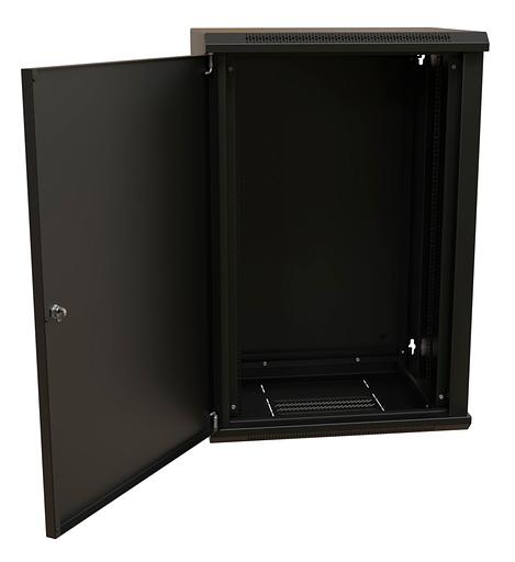 WRline Шкаф настенный 19-дюймовый (19"), 22U, 1086х600х450мм, металлическая передняя дверь с замком, две боковые панели, цвет черный (RAL 9004) (разобранный) фото 3
