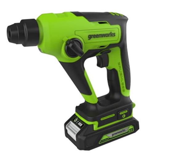 Greenworks GD24SDS1K2 Перфоратор аккумуляторный бесщеточный, 1,2 ДЖ, 24V, c АКБ 2Ач и ЗУ, в сумке [3803107UA] фото 1