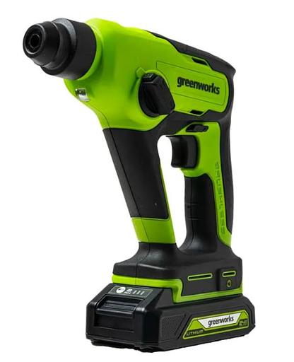 Greenworks GD24SDS1K2 Перфоратор аккумуляторный бесщеточный, 1,2 ДЖ, 24V, c АКБ 2Ач и ЗУ, в сумке [3803107UA] фото 2