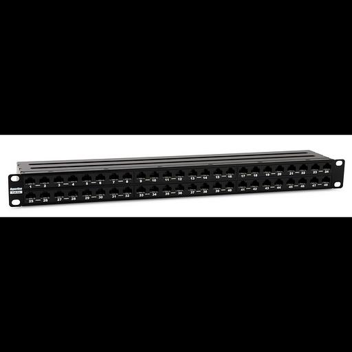 Hyperline PPHD-19-48-8P8C-C6A-110D Патч-панель высокой плотности 19", 1U, 48 портов RJ-45, неэкранированная, категория 6A, Dual IDC фото 1