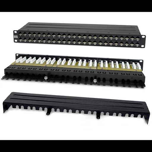 Hyperline PPHD-19-48-8P8C-C6A-110D Патч-панель высокой плотности 19", 1U, 48 портов RJ-45, неэкранированная, категория 6A, Dual IDC фото 2