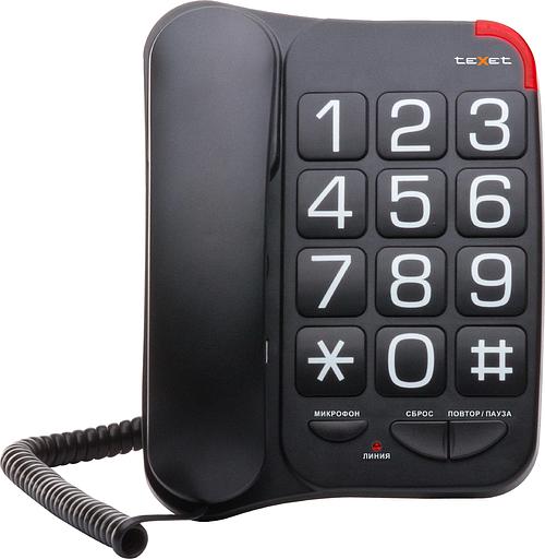 TEXET TX-201 черный [Повт. наб., регул. уровня гром., свет. инд. выз., отключение микроф.черный] фото 1