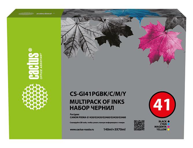 Cactus Чернила CS-GI41PGBK/C/M/Y голубой/пурпурный/желтый/черный350мл для Canon PIXMA G1420/G2420/G2 фото 1