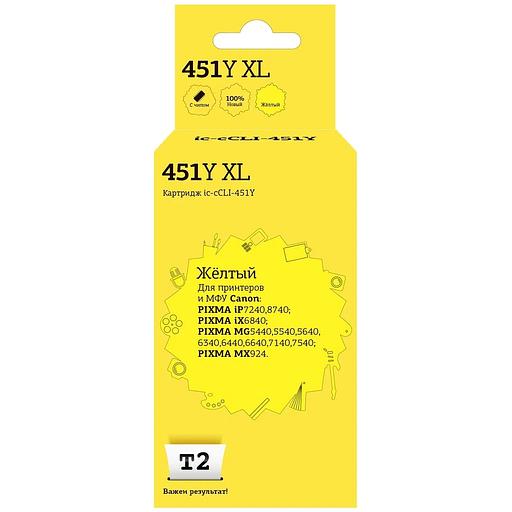 T2 CLI-451Y XL Картридж (IC-CCLI-451Y) для Canon PIXMA iP7240/MG5440/6340/MX924, желтый, с чипом фото 1