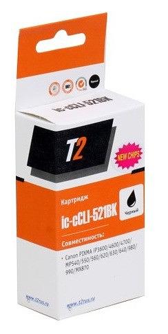 T2 CLI-521BK (IC-CCLI-521BK) Картридж для Canon MP540/620/630/980/PIXMA iP4700, черный, с чипом фото 1