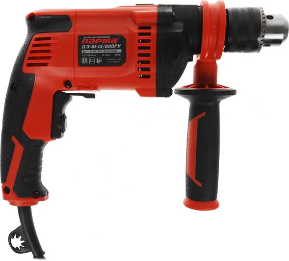 Дрель ПАРМА ДЭ-01-13/800РУ [02.025.00003] { 800Вт; 13мм; 0-3100; реверс; удар; мет.редуктор; бок.рукоятка)(5 шт/кор } фото 2
