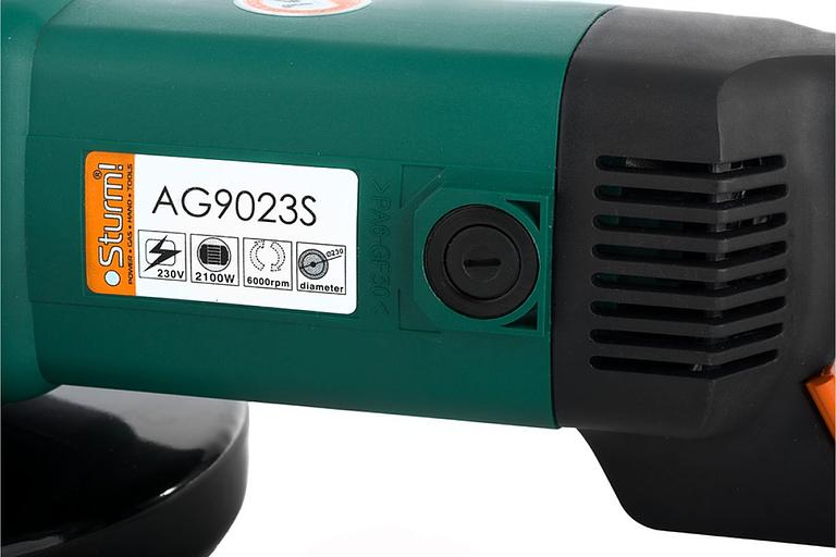 Sturm AG9023R Машина углошлифовальная Sturm,230мм,2100Вт, 6000об/мин,пов.рукоятка,плавн.пуск [AG9023R] фото 3
