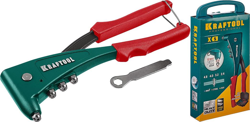 KRAFTOOL Заклепочник с усиленным литым корпусом "KraftSteel" для заклёпок d=2,4 / 3,2 / 4,0 / 4,8 мм - алюминий и сталь, d=2,4/3,2/4,0 - нерж. сталь [31173-H6_z01] фото 1