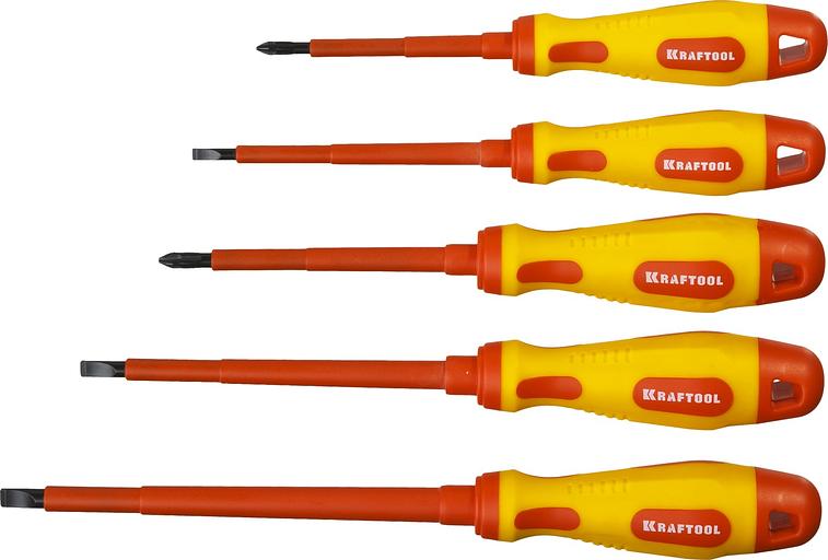 KRAFTOOL Набор Отвертки "EXPERT", Cr-Mo-V сталь, SL: 3, 4, 5.5, 6.5, PH: № 1, № 2, 6 предметов [250088-H6] фото 1