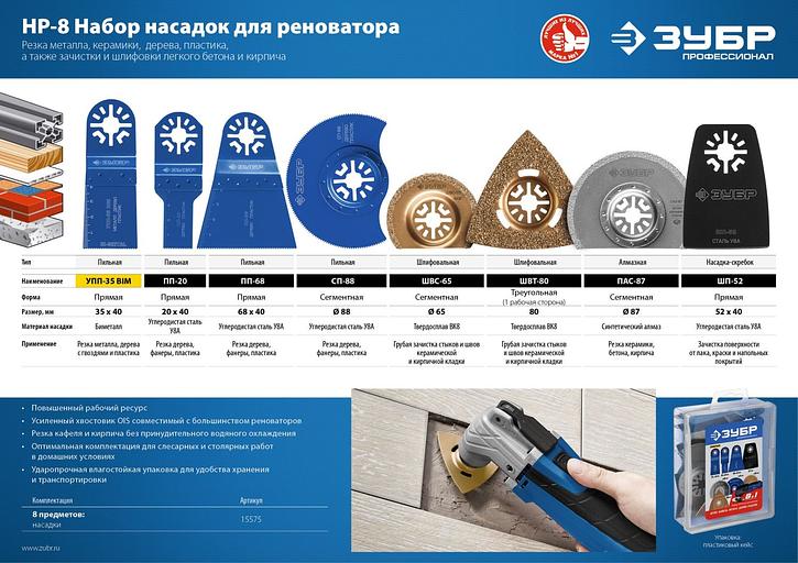 ЗУБР Набор насадок для реноватора, 8 предм., ЗУБР Профессионал, НР-8 [15575] фото 3