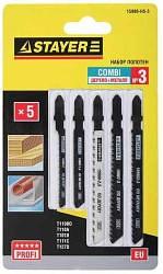 STAYER Набор Пилки "УНИВЕРСАЛ №3" (15980-H5-3) для эл/лобзика, по дереву, мет. и пласт., EU-хвост., 5шт фото 1