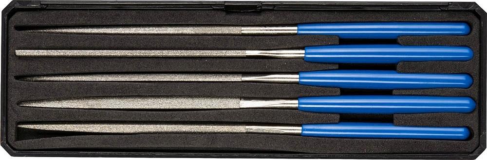 Набор ЗУБР "ЭКСПЕРТ" Надфили с алмазным напылением в пластиковом боксе, P 140, 160х80мм, 5 предметов [33388-160-H5] фото 1