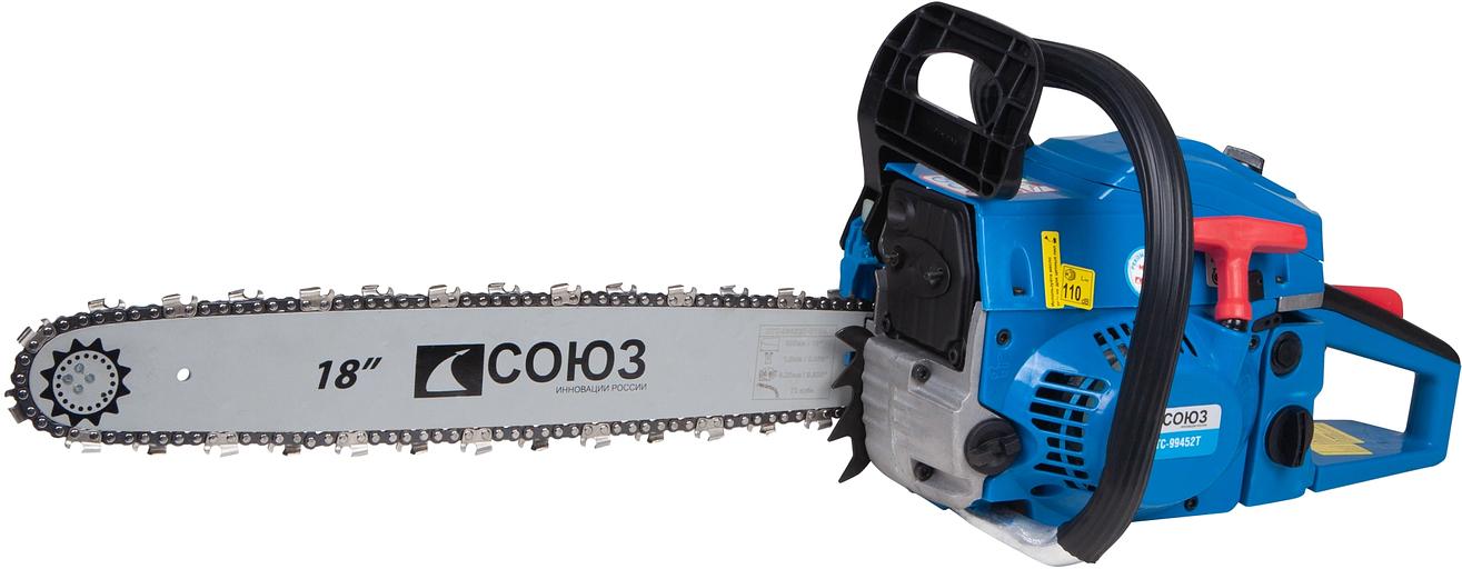 СОЮЗ ПТС-99452Т Бензопила СОЮЗ, 2350 Вт, 3.2 л.с., шина 405мм, цепь 0,325", ЛЕГКИЙ СТАРТ, тормоз цеп [ПТС-99452Т] фото 1